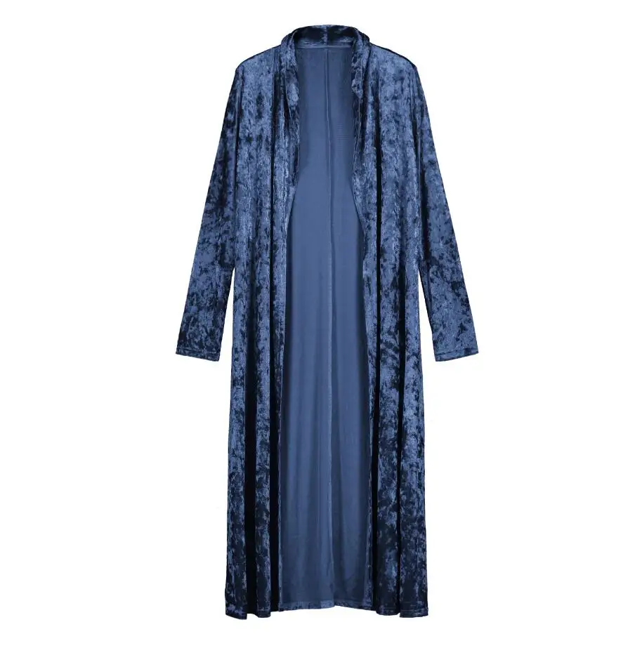 Bella philosophy Blusas Mujer, новинка, длинный рукав, бархат, кимоно, кардиган, Женская Повседневная Блузка, Модное Длинное кимоно, Женская куртка - Цвет: Тёмно-синий
