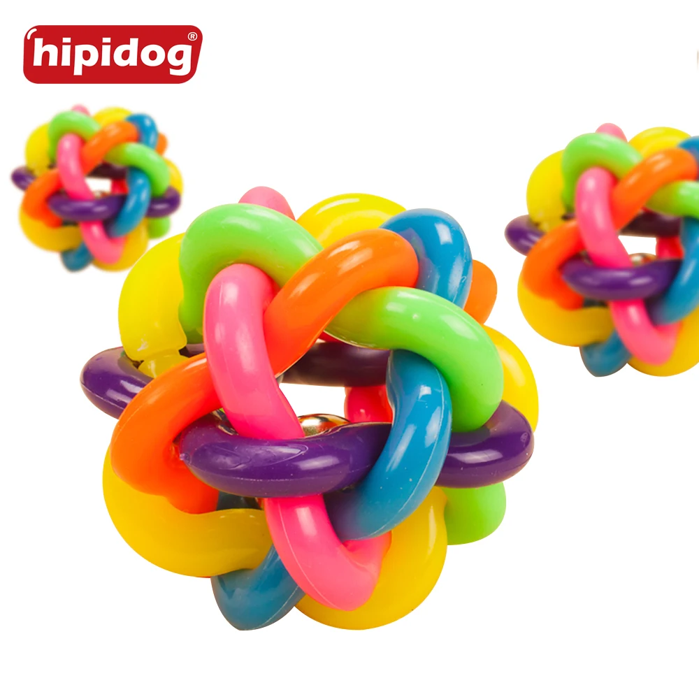 

Hipidog Dog Ball Toy Squeak Chew Colorful Pet Dog Cat Toy with Bell for Small Medium Large Dog Chihuahua Labrador Pets Supply
