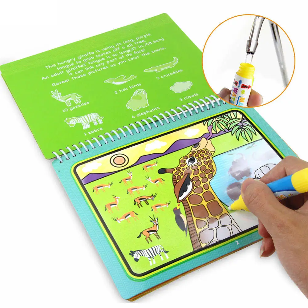 8 типов волшебная водная чертежная книга написание каракули книга ручка раскраска доска для детей мат для рисования ранняя развивающая