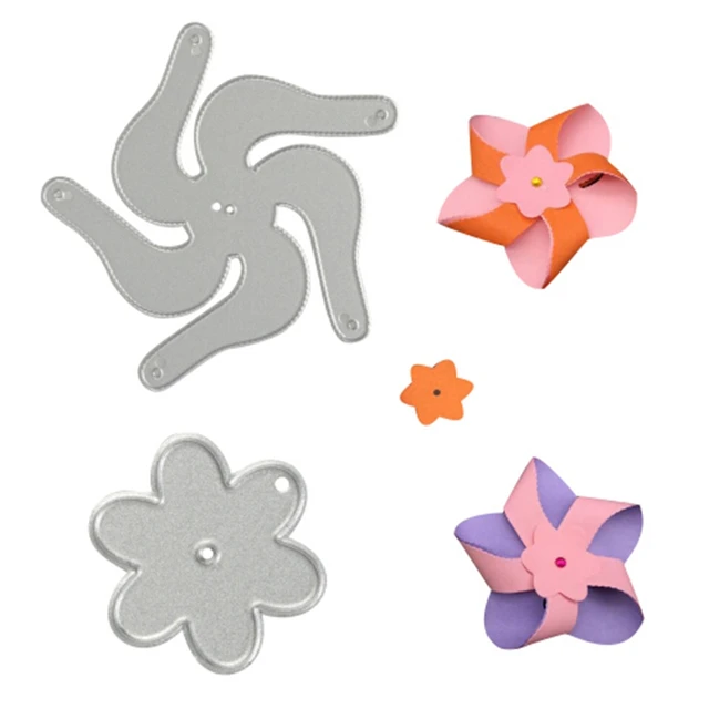 flower windmill pinwheel metal cutting dies scrapbook photo album