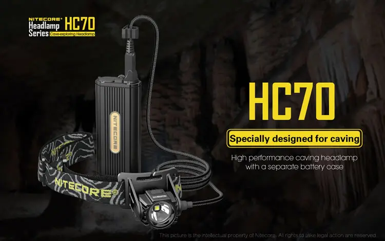 NiteCore HC70 CREE XM-L2 U2 светодиодный 1000 люмен 18650 Перезаряжаемые Спелеология налобный фонарь фар