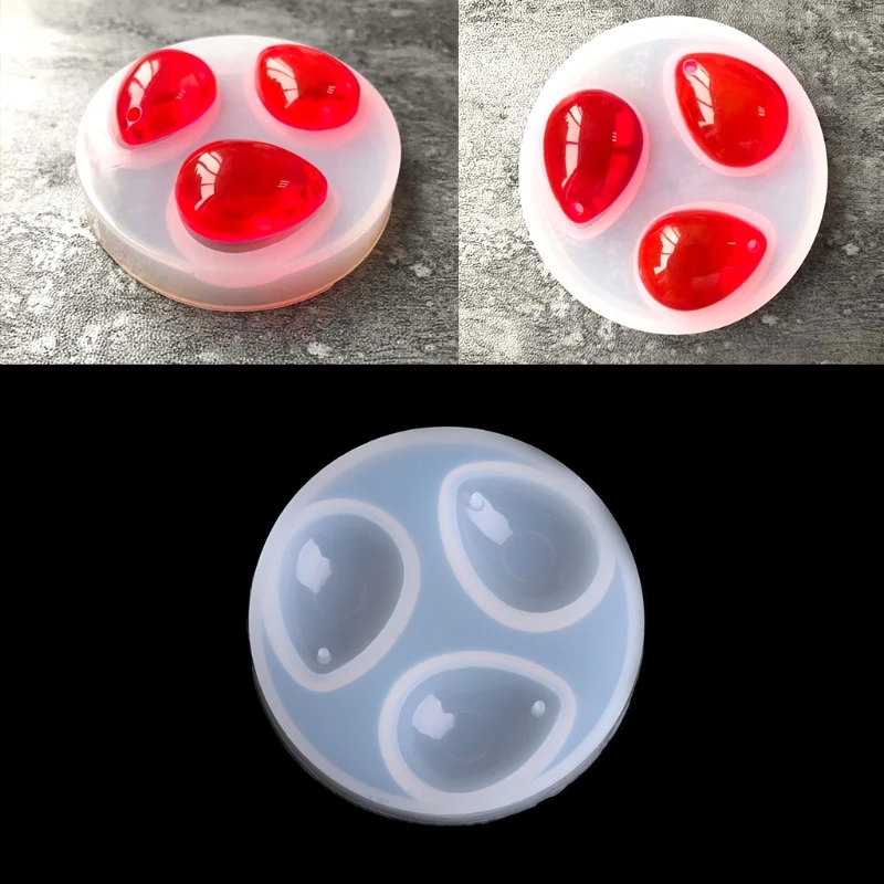 

JAVRICK Transparent Silicone Pendant Mould Resin 3 Holes Waterdrop DIY Jewelry Making Tool