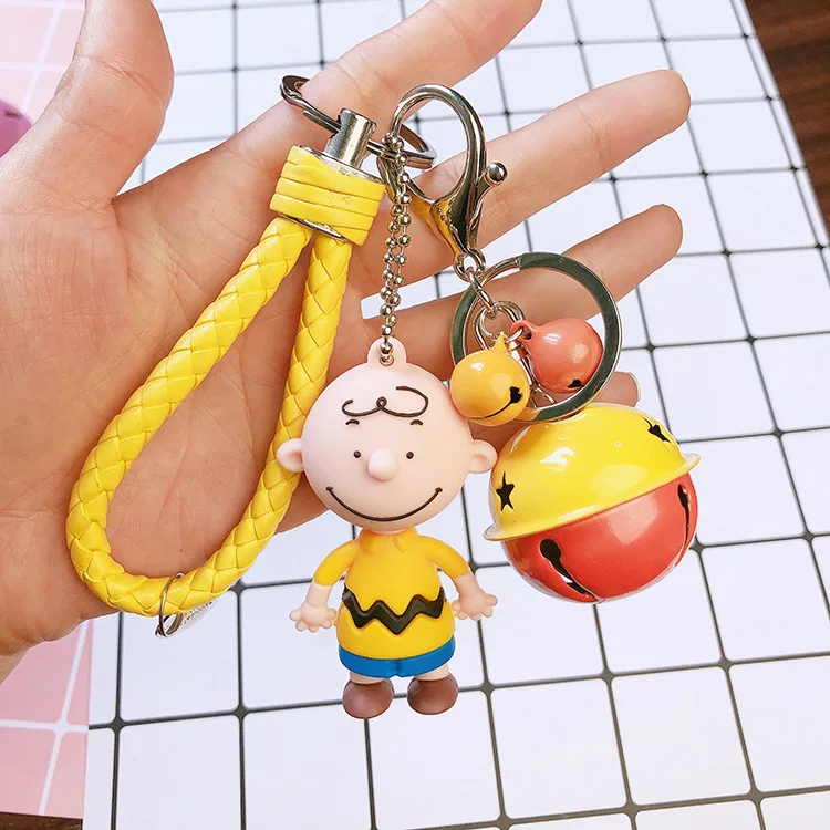

2019 Hot INS Cute Cartoon Charlie Brown Key Chain For Ladies Creative Car Bag Charms Accessories Anime Keychain Boyfriend Gifts