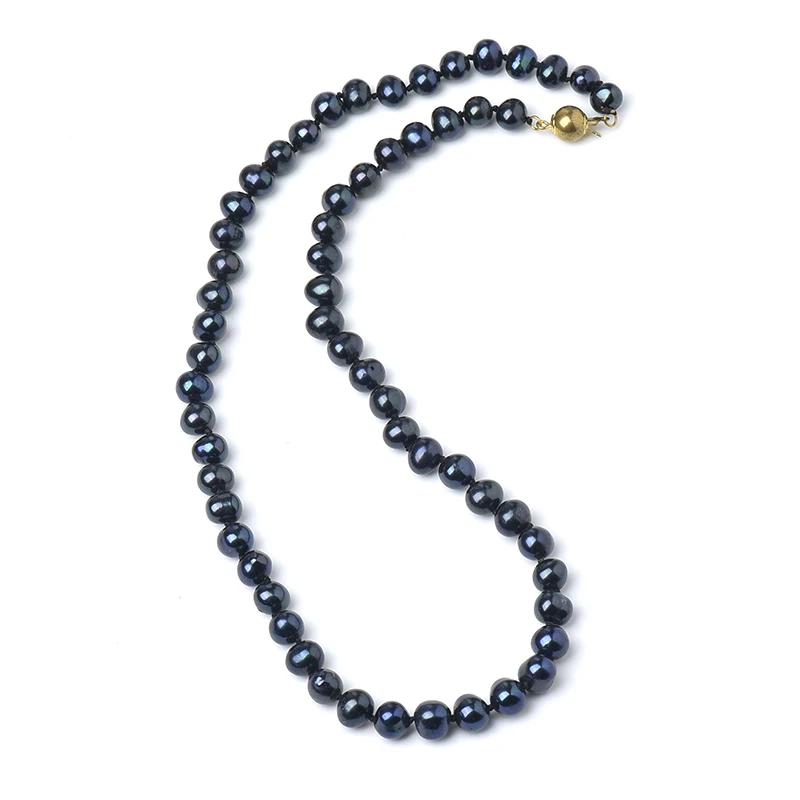 

7-8 mm Pure Black Near Spherical freshwater Customization 7-8 MM Pure Natural Chain Type Necklace