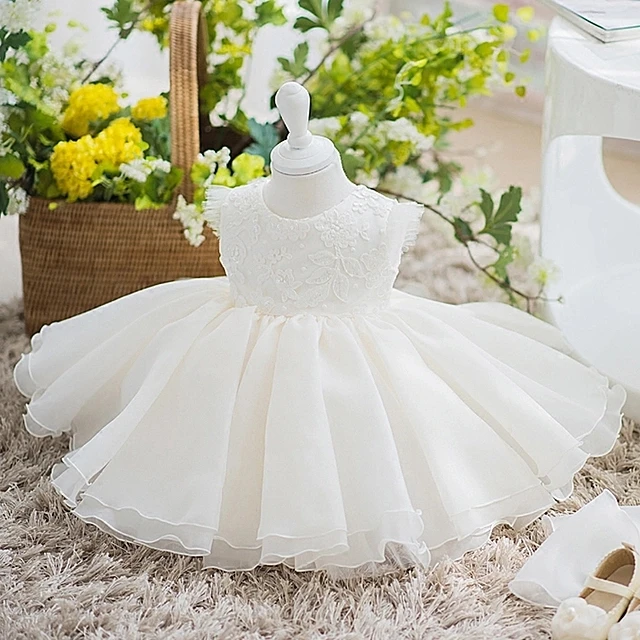 

Newborn Baptism Dress For Baby Girl Lace First Birthday Party Wear Cute Bow Toddler Girl Christening Gown Princess Clothes