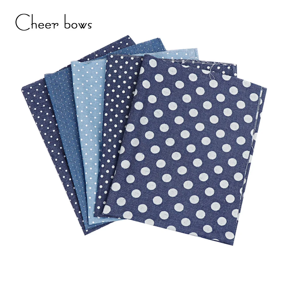 

40*50CM Dots Printed Cotton Denim Fabric Simple Style Textile DIY Sewing Materials Home Textile Fabric Apparel Sewing Clothes
