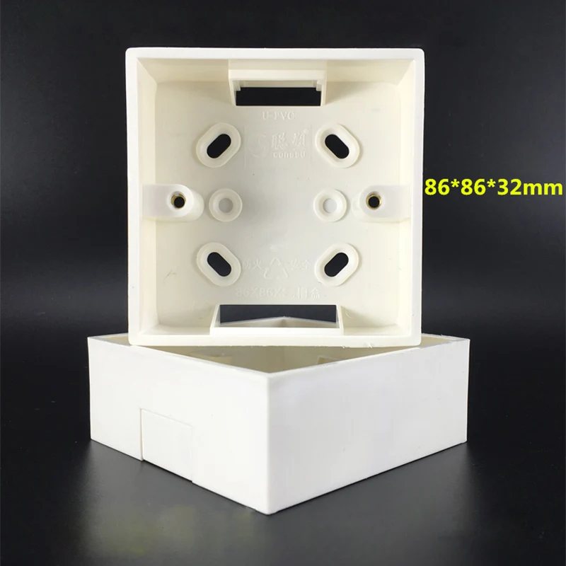 

Surface Mounting Junction Boxes 2 Pcs White Color Bottom Box For 86x86mm Wall Outlet Faceplate Panel Wire Case Fireproof