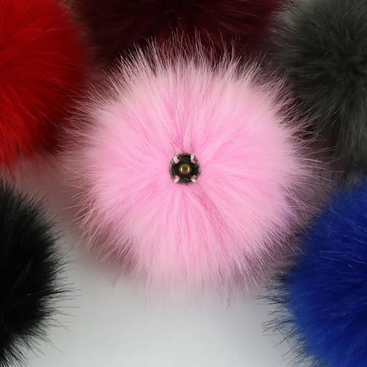 faux 6 pom pom fur inch Fur Pom Poms Knitting DIY 4.3inch for Raccoon Ball Faux