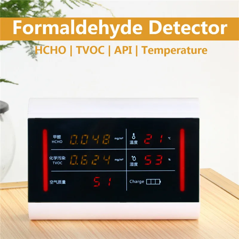 

Air Quality Pollution Monitor Formaldehyde Multifunctional Detector Home Indoor Plastic In HCHO TVOC Temperature & Humidity