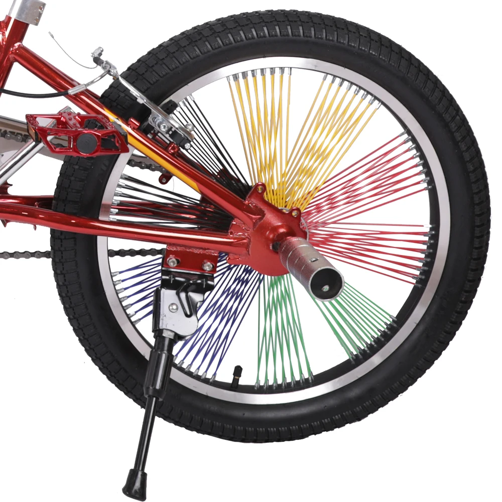 HILAND 20'' 20 inch BMX Bike Freestyle Steel Bicycle Double Caliper Brake Show Bike Stunt Acrobatic Bike Colorful Wheel