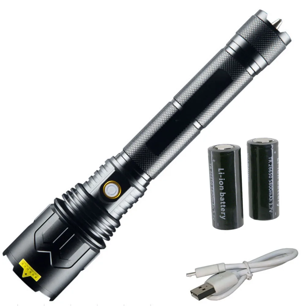 

P70 LED Flashlight USB Rechargeable Zoomable Adjustable Torch 20W Powerful light waterproof use 26650 camping hunting lamp
