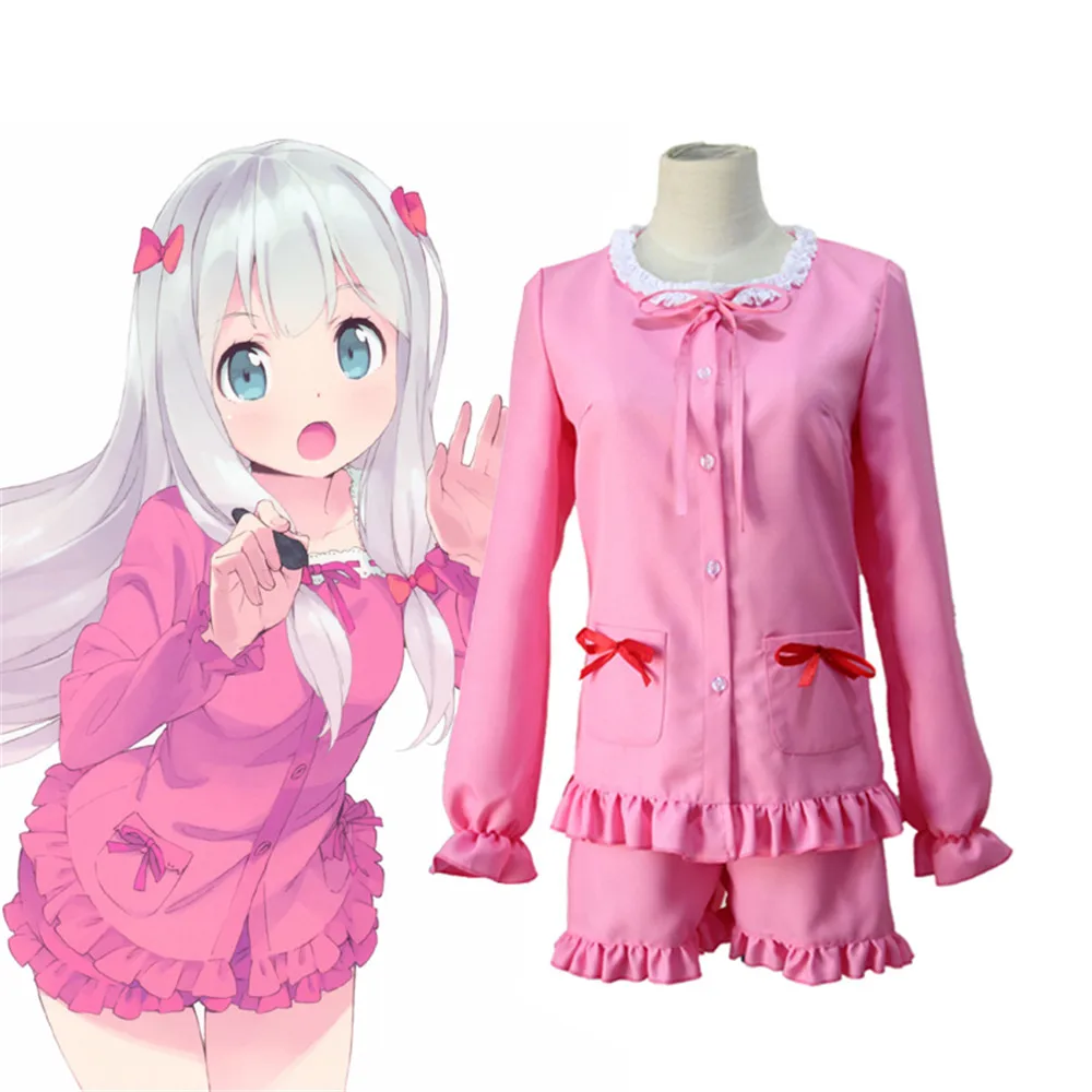 Anime-Eromanga-Sensei-Izumi-Sagiri-Sleepwear-Uniform-Cosplay-Costume-Full-Set-Cute-Lolita-Pink-Pajamas-Outfit