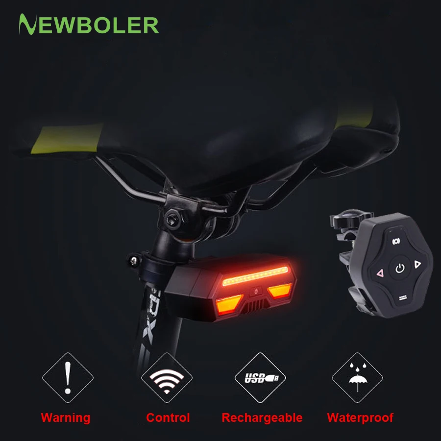 NEWBOLER 2200 мАч светодиодный задний светильник для велосипеда USB умный беспроводной пульт дистанционного управления поворотники водонепроницаемый Предупреждение ющий задний фонарь