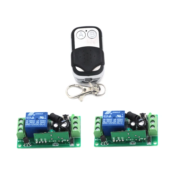 Home Automation DC 12V 1CH RF Gate Garage Door 2 Receivers and 1