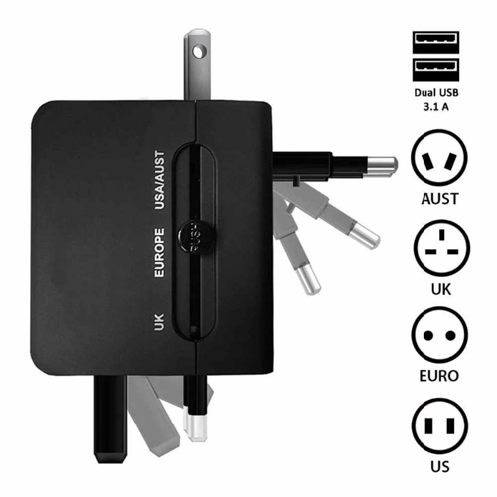 SOONHUA Portable Universal Dual USB Charger Electric Plug Power Socket Travel Adapter LED Power Indicator With CE UL Certified