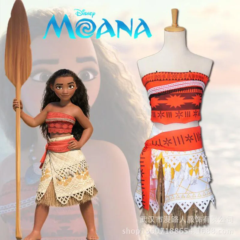 

Halloween Adult Kids Princess Vaiana Moana Sexy Costume Dresses With Necklace Women Girls Women Party Moana Cosplay Costumes