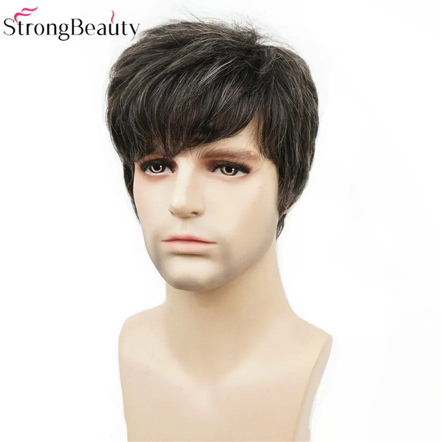 

Strong Beauty Synthetic Short Men Wigs Natural Body Wave Heat Resistant Capless Wig