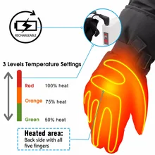 Электрические перезаряжаемые теплые зимние перчатки, водонепроницаемые уличные перчатки для ухода за руками, теплые перчатки для женщин и мужчин красного цвета, XL