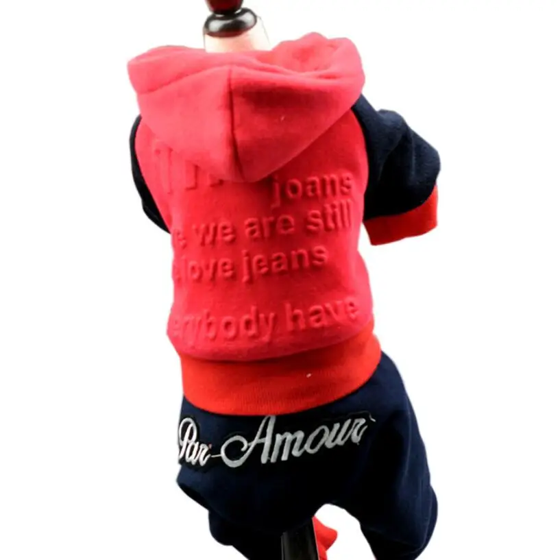 

NEW Pink /Red Printed Pet clothes autumn winter dog clothes teddy chihuahua Pet Dog jumpsuit pet overalls XS S M L XL XXL