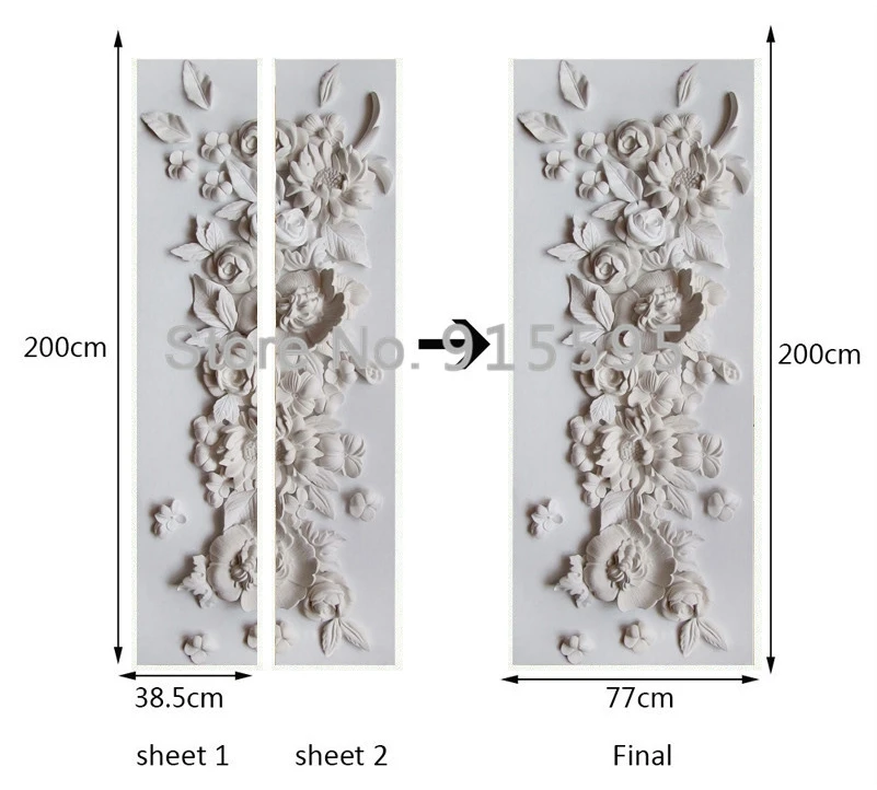 Рельефный цветок фреска спальня гостиная дверь украшение стикер 3D обои ПВХ самоклеющиеся водонепроницаемые настенные росписи настенная живопись