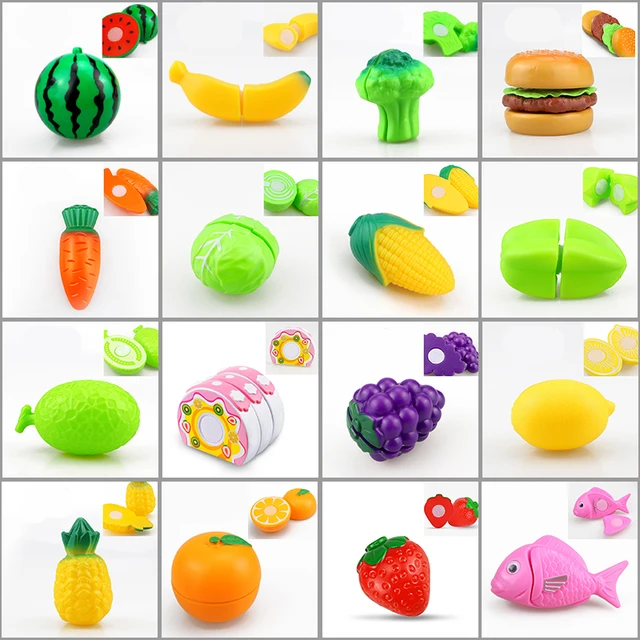 New Cutting Fruit Vegetable Toy Pretend Play Kitchen Toys Play House Miniature Plastic Cooking Food Kids Girls Educational Gift 2