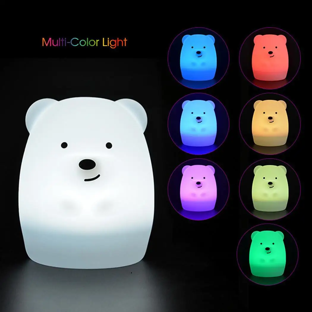 

Bear Shape Lamp Bedside Changing Color Color Light Lighting USB LED Night Light Decoration Charging