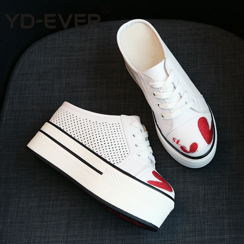 Wedge Chaussures Pompes White Yd D'été Super Véritable forme Pantoufles Lacent Sport Cuir ever Plate Femmes Talon En De Creux Haute HWUxwf8qXU