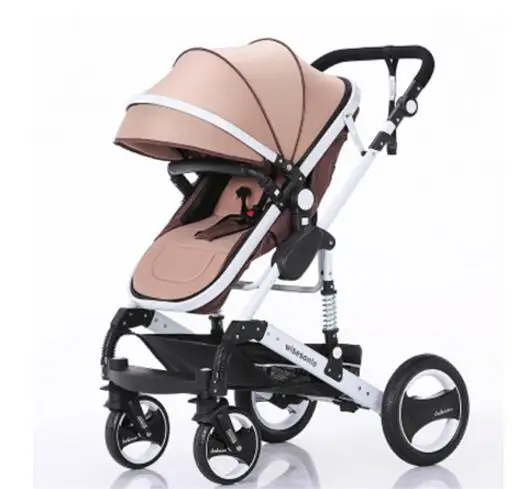 Wisesonle детская коляска 2 в 1 коляска ложится или демпфирующая Складная Лампа Вес двухсторонний высокий пейзаж коляски для малышей - Цвет: White khaki