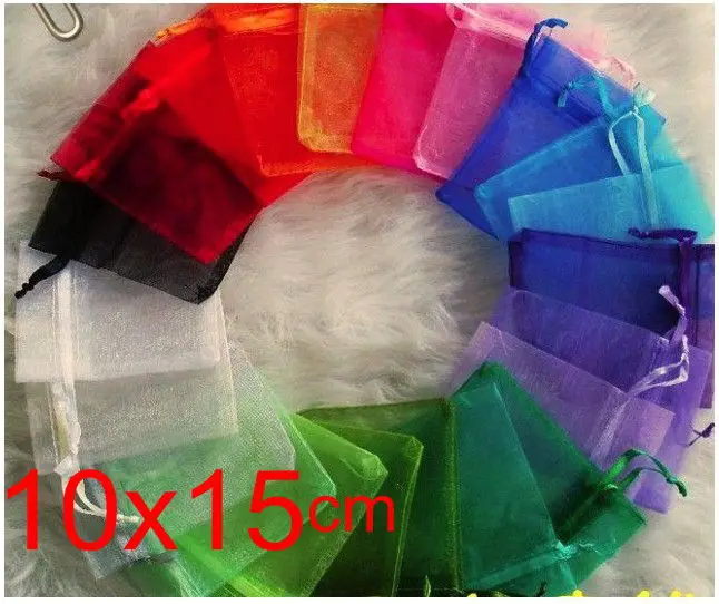 

OMH wholesale 50pcs 10x15cm 10color mix chinese Christmas Wedding voile gift bag Organza Bags Jewlery packing Gift Pouches BZ09