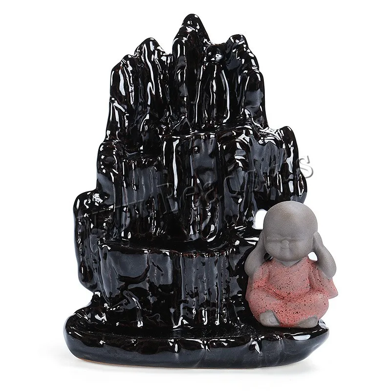 The Little Monk Backflow Incense Burner Smoke Waterfall Incense Stick Holder Burner Mountain River Use In Home Office Teahouse