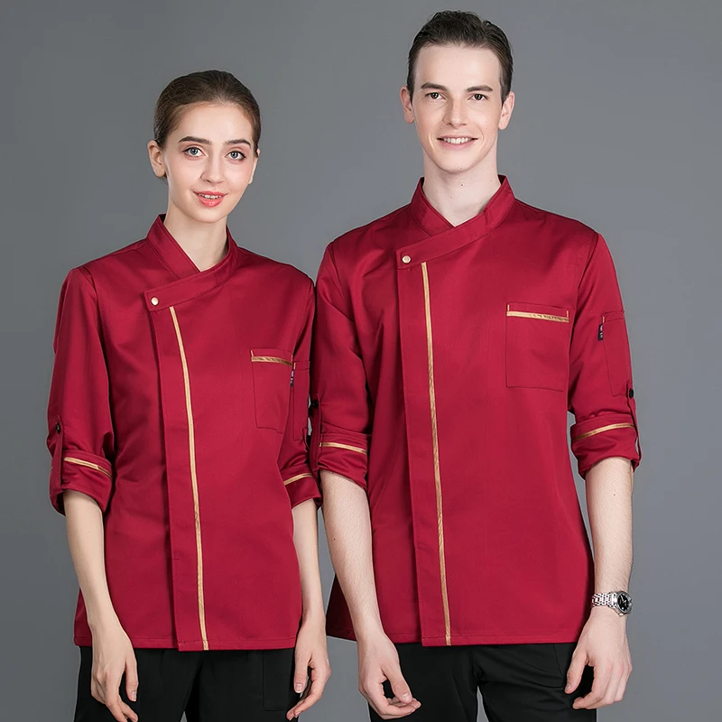 coat2 Куртка шеф-повара, сетчатая, в стиле пэчворк, регулируемая, с длинными рукавами, комбинезон для кухни, официанта, парикмахера, суши, пекарни, спецодежда, униформа - Цвет: coat2