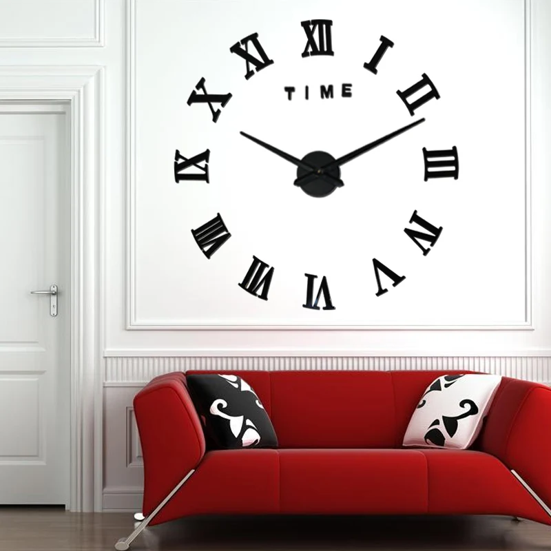 Современный дизайн кварцевые часы модные часы зеркальные наклейки diy Декор для гостиной Новое поступление 3d настоящие большие настенные часы
