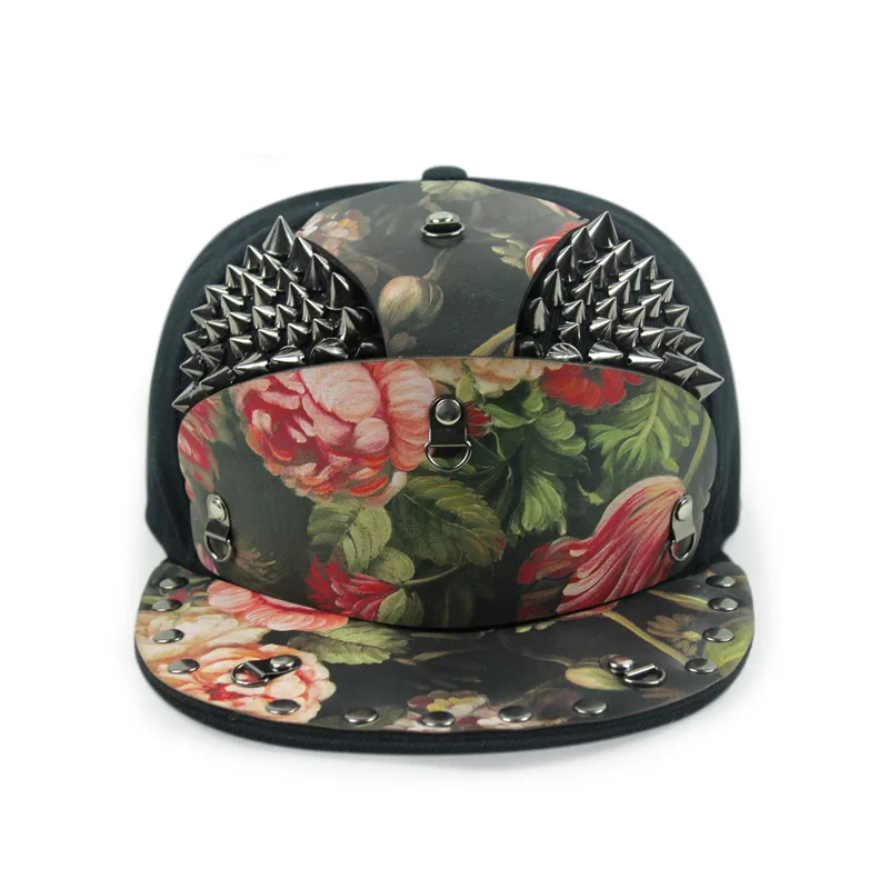 Boolawdee мужские и женские заклепки хип-хоп шапки 56 до 60 см регулируемая для streetdance Солнцезащитная шляпа M871 - Цвет: C4