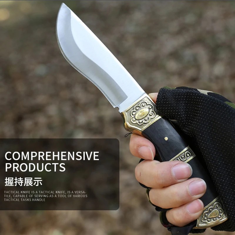 Группа Открытый Охота фиксированным лезвием Ножи 440C Сталь Открытый выживания Отдых на природе Ножи с кожаной оболочке SDIYABEIZ
