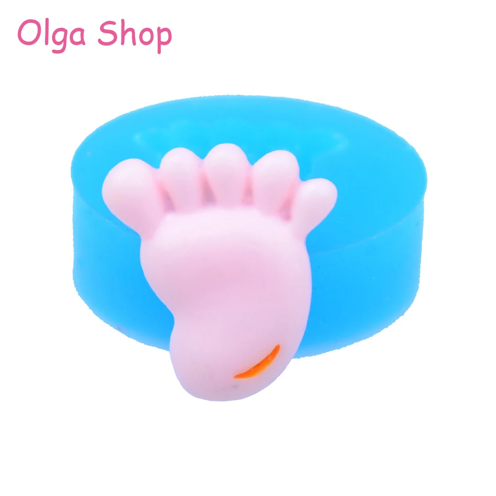 

FYL048 Baby Foot Flexible Silicone Mold 23mm Kawaii Baby Shower Mini Cupcake Topper Mold Fimo Polymer Clay Fondant Mold