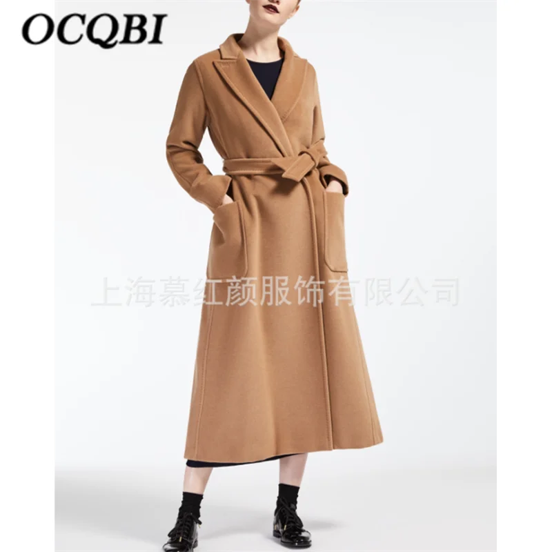 

2019 Camel Fashion Casual Cashmere Coat Elegant Designer Winter Clothes Women Long Coats