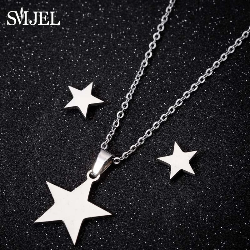 SMJEL bijou collares de estilo estrella, pendientes, conjuntos de joyas, accesorios joyería, collares para niños, Gargantilla, cadena, regalos de Nuevo|Conjuntos de joyería| - AliExpress