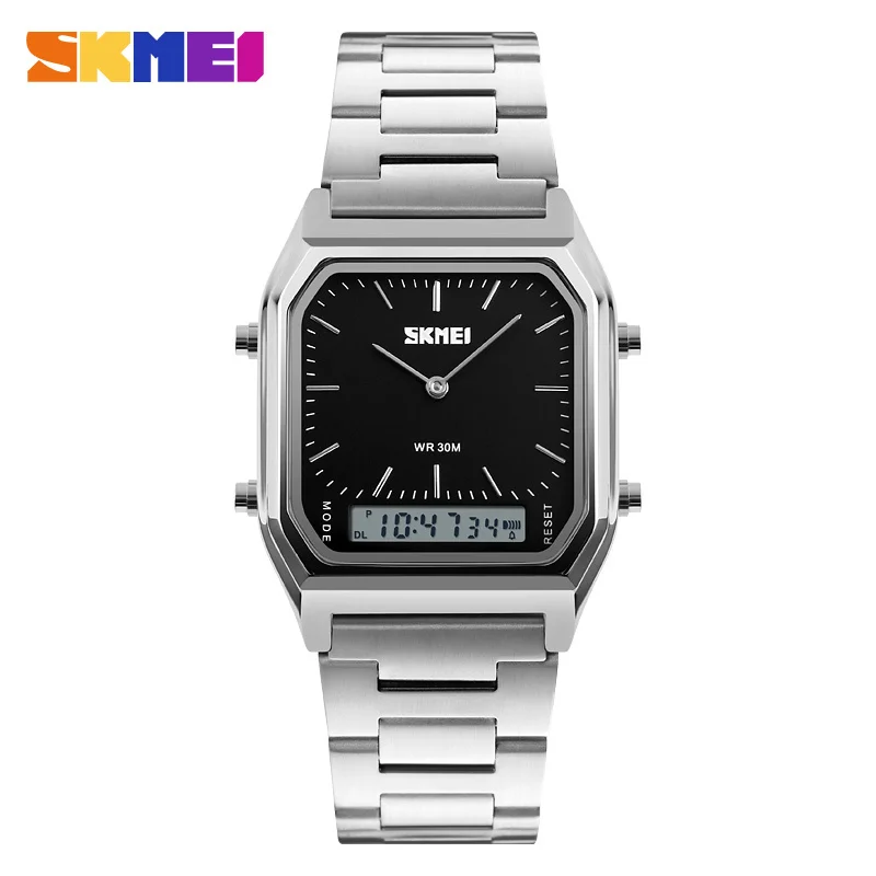 New SKMEI Dual Time Display Wristwatch Men Fashion Rectangle Sport Watches Male Square Clock LED Digital Watch Relogio Masculino New SKMEI Dual Time Display Wristwatch Men Fashion Rectangle Sport Watches Male Square Clock LED Digital Watch Relogio Masculino
