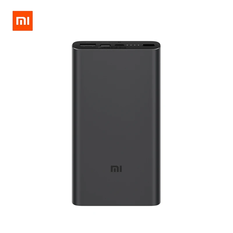 Xiaomi Mi 10000 mAh power bank 3 двухсторонняя Быстрая зарядка USB-C Двойной вход двойной выход PLM12ZM 10000 mAh power bank - Цвет: Черный