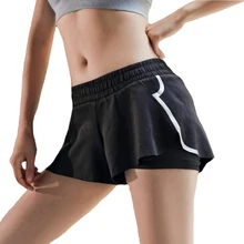 CKAHSBI для спорта, зала и йоги шорты женские с боковой молнией пуш-бедра сексуальные шорты с низкой талией эластичные Дышащие Беговые черные шорты для фитнеса