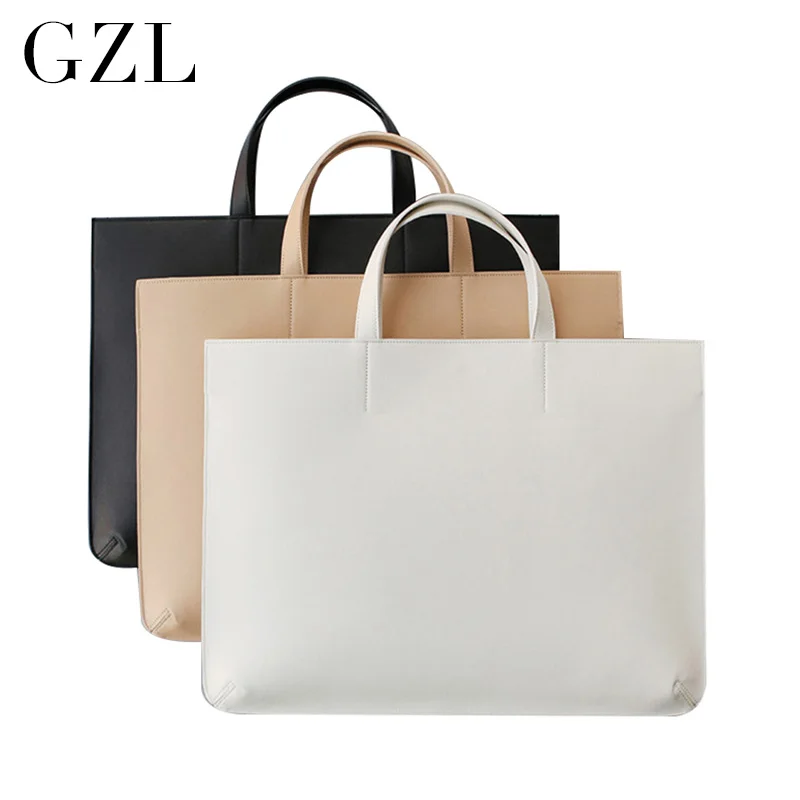 

GZL PU leather women men handbags business briefcase notebook laptop bag casual totes female large capacity shoulder bags HB0006