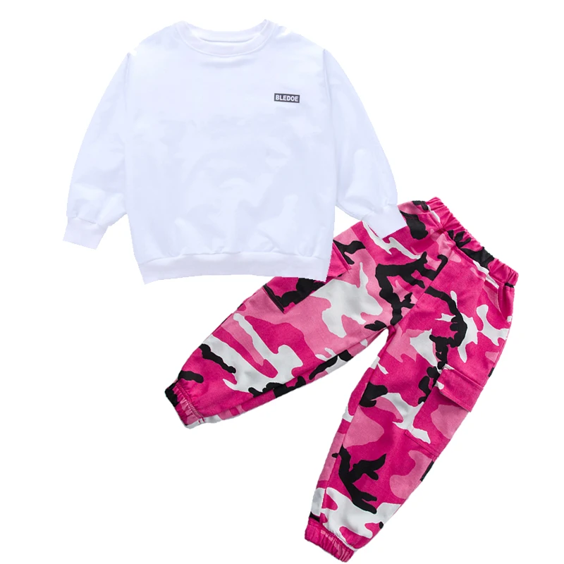 

Children's street dance wear suit boys girls fashion camouflage pants long sleeve children hiphop hip-hop street dance costumes