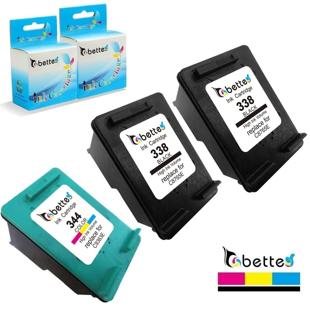 

3PK, BETTE Ink Cartridges Replacement for HP 338 344 hp338 hp344 Officejet 100 L411b 150 L511a H470 K7100 K7103 K7108 PSC 2355