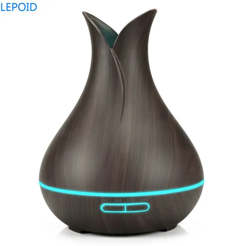 

LEPOID 400ml Essential Humidifier Aroma Oil Diffuser Wood Grain Utrasonic LED Lights Cool Mini Mist Maker for Home