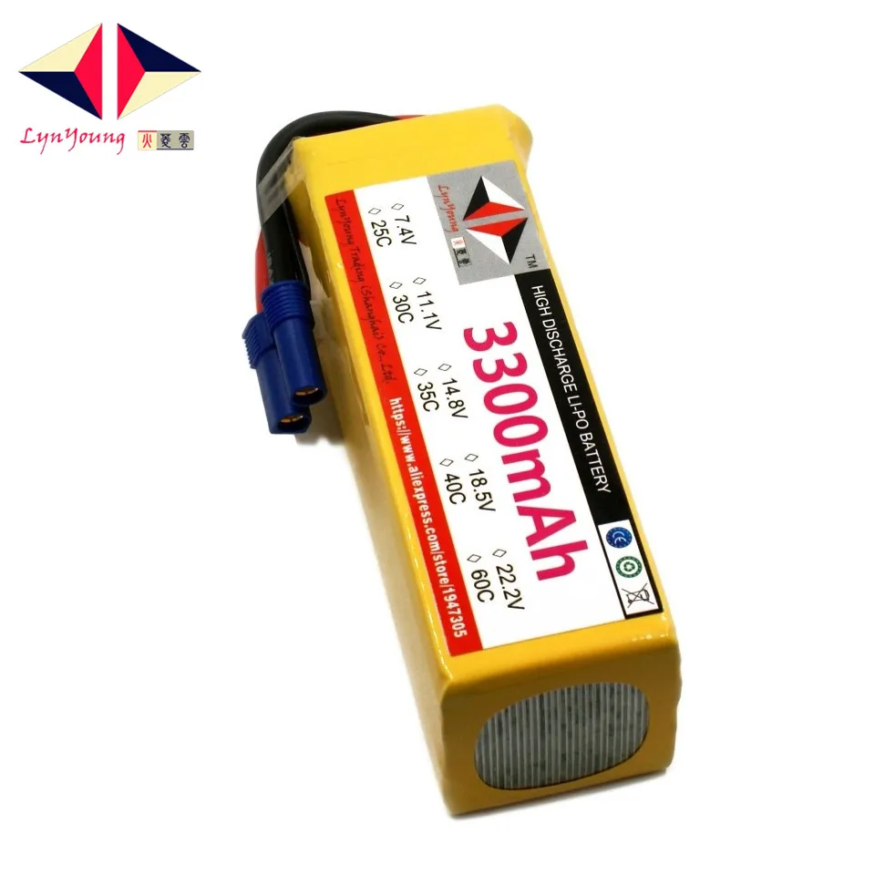 

LYNYOUNG RC 6S Lipo battery 22.2v 3300mAh 30C-60C For Truck drone Airplane Helicopter Car