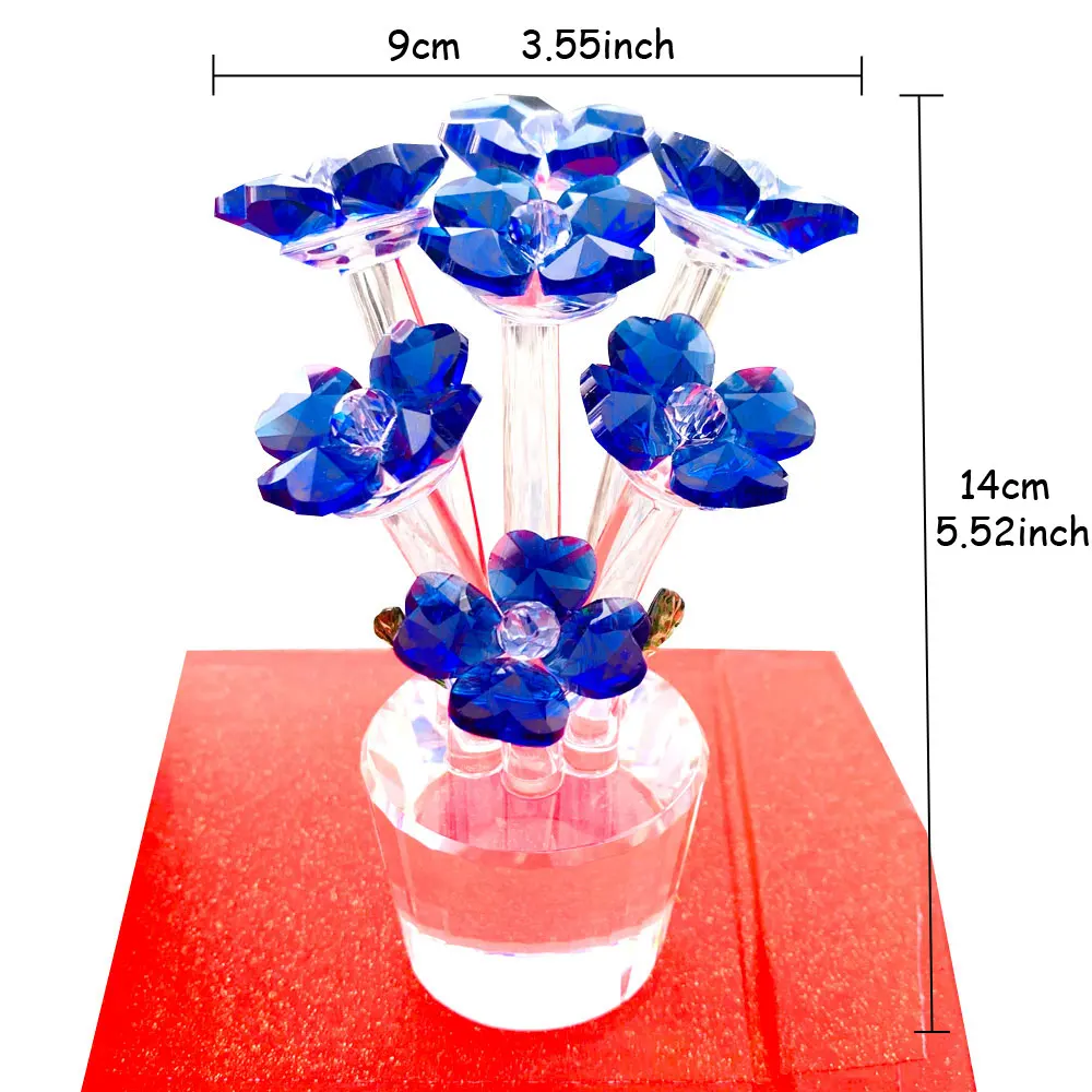 

Valentine's Day Gift Crystal Sunflower Figurines Glass Craft Unfading Bouquet Sculpture Ornament Wedding Gift Home Table Decor