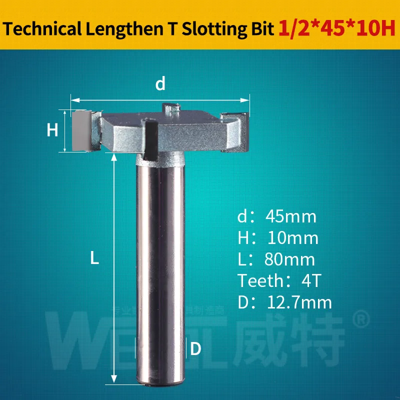 Weitol 1 шт. 1/2 дюймов 6 т деревообрабатывающий фреза вольфрам карбид удлиненный Т-образный резак резьба по дереву Инструменты ЧПУ Инструмент Бит - Длина режущей кромки: 12.7-45-10H