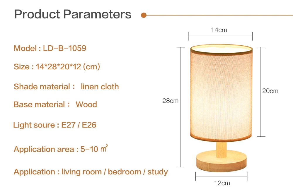 LUCKYLED, винтажный Настольный светильник, деревянная настольная лампа E27/E26, держатель, ретро прикроватная лампа с абажуром для дома, спальни, ночной Светильник