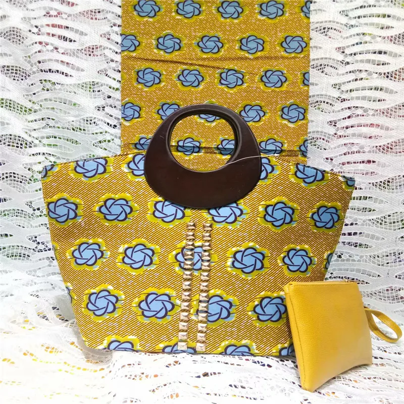 

African bags for women handbag high quality wax bag set match Ankara african wax print fabric for women dresses 6 yard YBG772