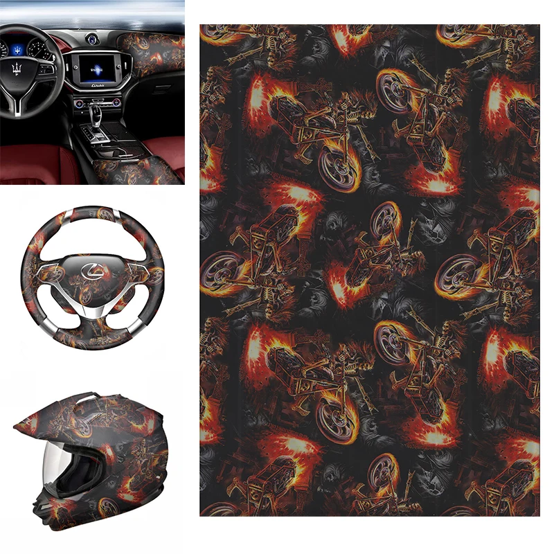 1pc x Ghost Motorcycle Hydrographic Film Water Transfer Printing Film Hydro Dip PVA
